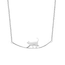 New Fashion Simple Personality 925 Sterling Silver Jewelry Cute Animal Walking Cat Clavicle Chain Necklace for women
