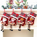Christmas Stockings Socks Fireplace Hanging Stockings Plush Personalized Home Party Decoration with Snowman Santa Elk Bear