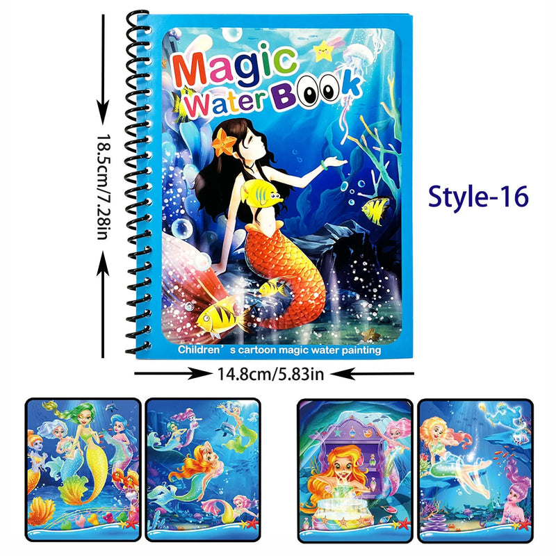 Magic Pen Water Drawing Books Coloring Book for Kids Doodle Painting Board Children Educational Toys Baby Christmas Birthday Gif