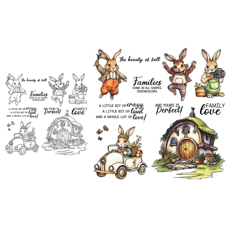 Mangocraft Easter Rabbits Bunny Family Home Clear Stamps DIY Scrapbooking Supplies Silicone Stamp For Card Making Albums Decor