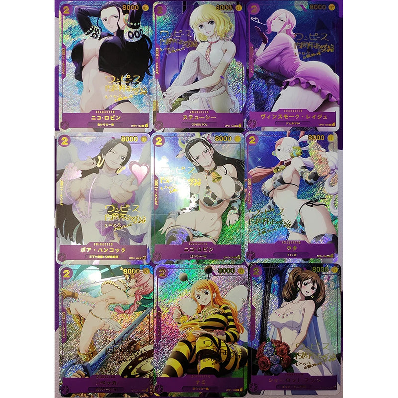 9PC/Set Anime One Piece DIY ACG Premium Flash Card Boy Games Toys Collectible Cards Birthday Gifts Nico Robin Vivi Uta Yamato