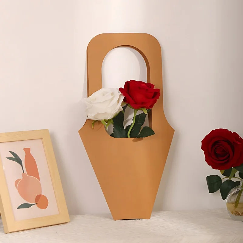 1-40PCS Kraft Paper Flower Packaging Bag Literary Handbag Flower Arrangement Bag Gift Bag Paper Bag Handmade Packaging Bag