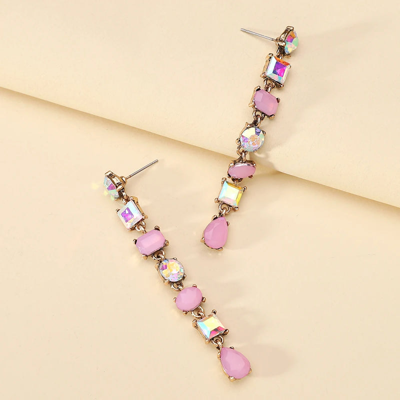 Elegant Cute Teardrop Fashion Shiny Rhinestone Wedding Party Pendant Jewelry Luxury Design Charm Dangle Earrings For Women Gift