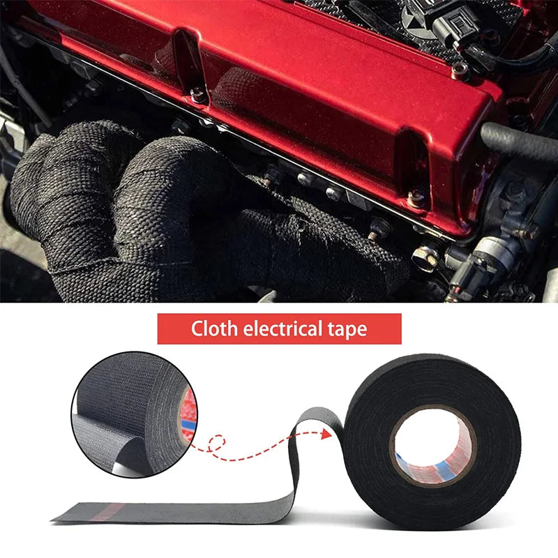 15M Heat Resistant Tape Coroplast Adhesive Automotive Cloth Tape For Car Cable Harness Wiring Fabric Loom Electrical Heat Tape