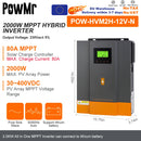 PowMr 3.2KW 24V Hybrid Solar Inverters 12V V Pure Sine wash 80A MPPT Solar Charge Controller Charges lithium Battery With WIFI