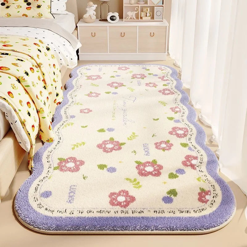 VIKAMA Lmitation Cashmere Carpet Bedroom Bed Blanket Girls Heart Dirt Resistant Thickened Absorbent No-wash Floor Mat