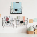 Hanging Wall File Holder Wall Mount Home Metal 3 Pockets Mail Organizer w/Hooks