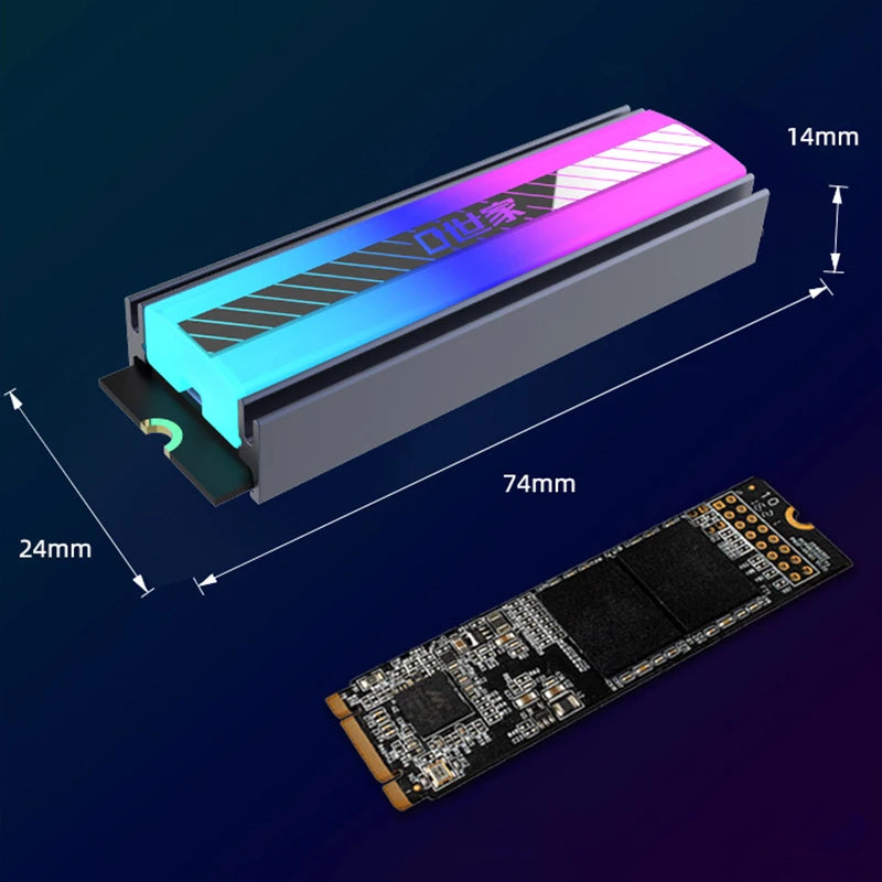 TEUCER M.2 NVME SSD Heatsink 5V 3Pin ARGB Colored Lights 2280 Solid State Drive Cooler