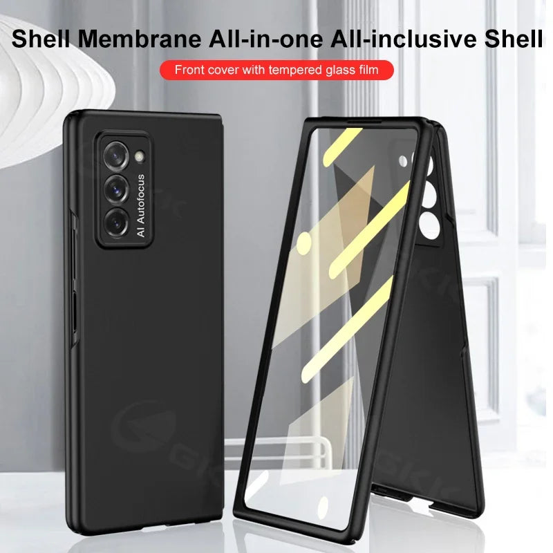 Ultra-thin Armor Plastic Case For Samsung Galaxy Z Fold 2 Outer Screen Glass Protective Matte Cover For Samsung Z Fold2 5G Case