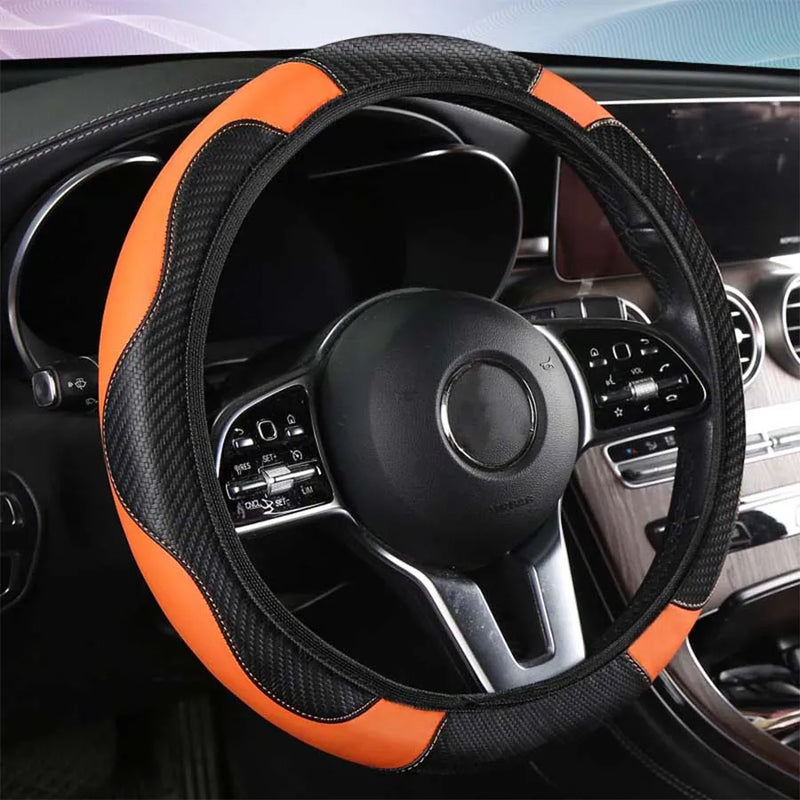 Car Steering Wheel Cover Breathable Anti Slip PU Leather Steering Covers Suitable 37-38cm Auto Decoration Car Accessories Car St