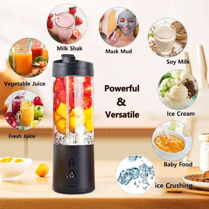 Mini Portable Blender Electric Fruit Juicer Smoothie Orange Fresh Juice Blender Multifunction Rechargeable Portable Juicer Mixer