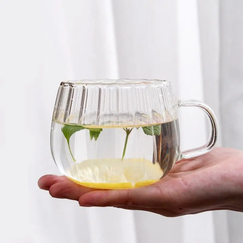 1/2/4/5PCS Transparent Glass Heat-Resistant with Handle Mug Milk Cup Cute Office Home Coffee Mugs Pumpkin Pattern Drinkware