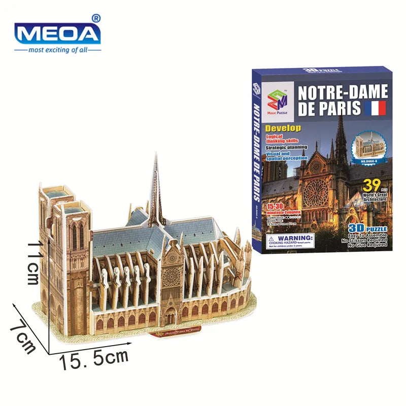 40 Style World Famous Architecture Building 3D Puzzle Model Construction Jigsaw Puzzles Toys For Kids Christmas Gift