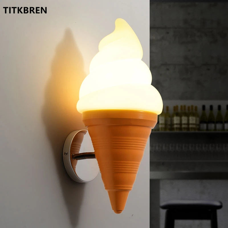 Dessert Shop Restaurant Ice Cream Cones Wall Lamp Creative Children's Room Bedside LED Lights Art Deco Fixture Home Lighting