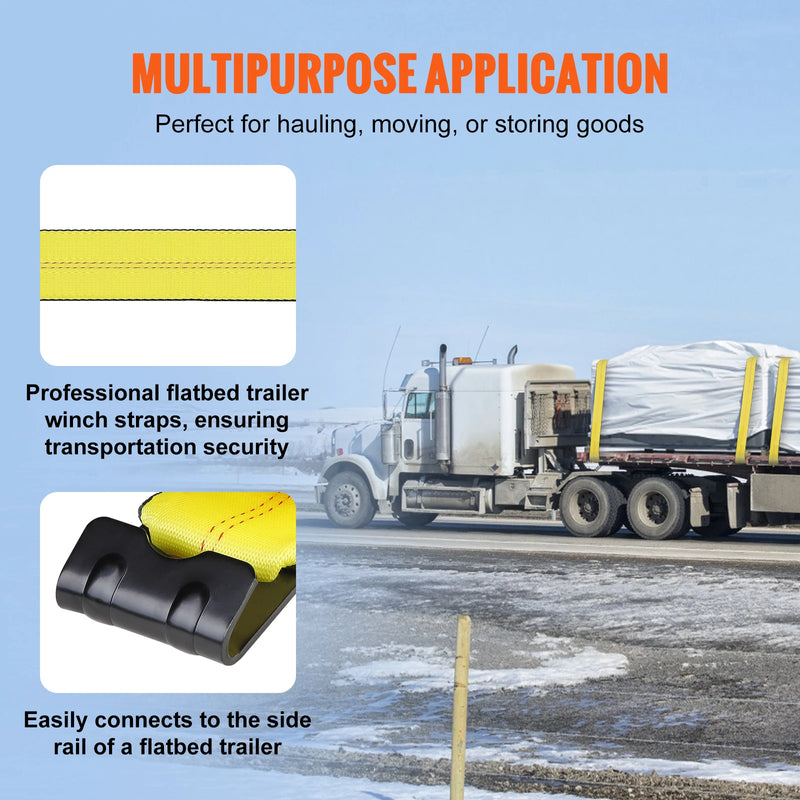 SucceBuy 10 Pack Winch StrapsTruck Straps with Flat Hook Flatbed Tie Downs Cargo Control for Trailers Farms Rescues Tree Saver