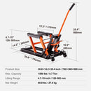 SucceBuy 1500 LBS Steel Hydraulic Motorcycle Jack Stand ATV Scissor Lift Jack Scissor Lift Jack Stand with 4 Wheels for ATV UTVs