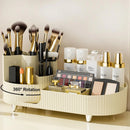 Rotating Makeup Organizer for Vanity with Brush Holder Cosmetic Storage Spinning Skincare Countertop Perfume Lotion Display Case