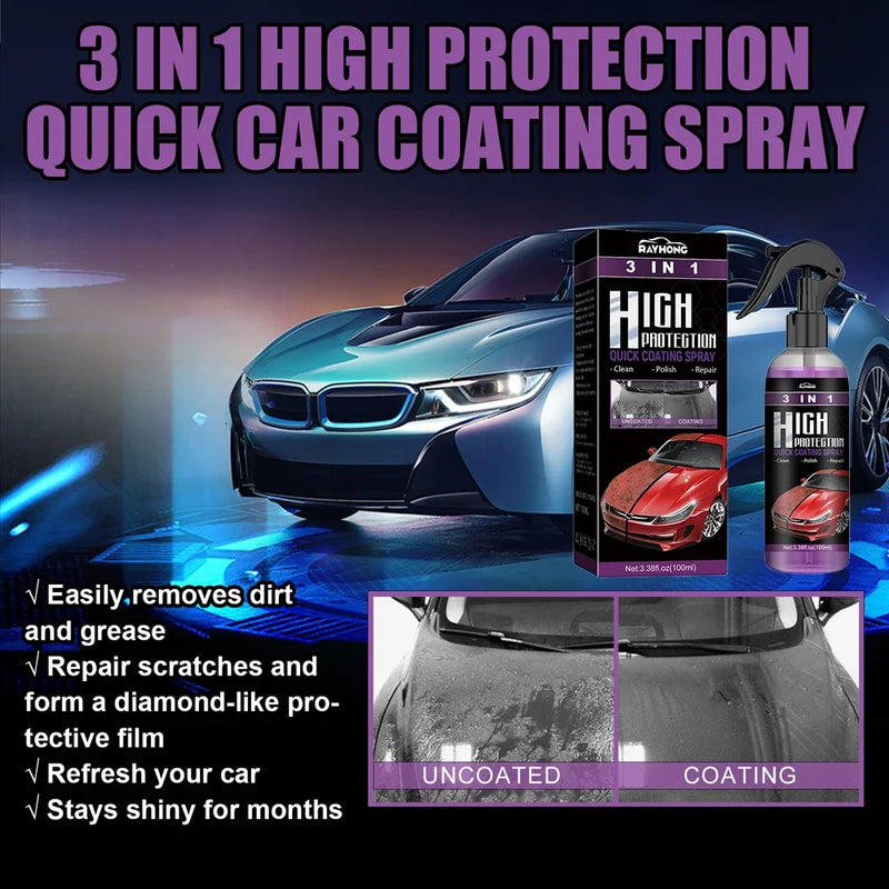 3 in 1 High Protection Quick Ceramic Coating Nano Spray Car Coating Wax Polishing Spray Plastic Refresh Fast Fine Scratch Repair