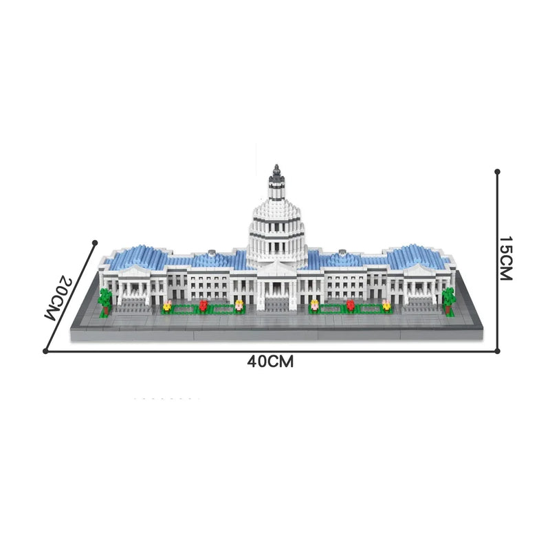 Capitol Building Model Micro Mini Building Blocks Toy: Complex Architectural Models, Creative Puzzle Assembly, Ideal Birthdays