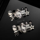 10Pcs Y2K Spicy Girl Long Coffin Handmade Press On Nails 3D Sanrio Hello Kitty Bear Pearl Diamond Pentagram Wearable False Nail