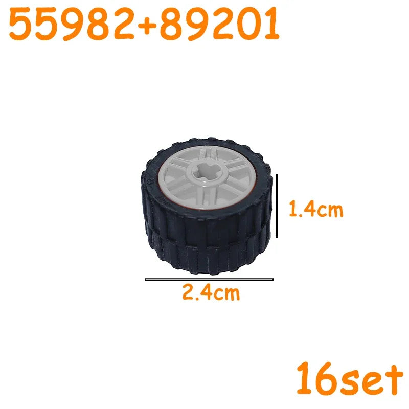 MOC Technical Tire Wheel Cross Hole Set Motorcycle Tyre & Rim Car Truck Wheels Hub Bricks Construction Building Blocks