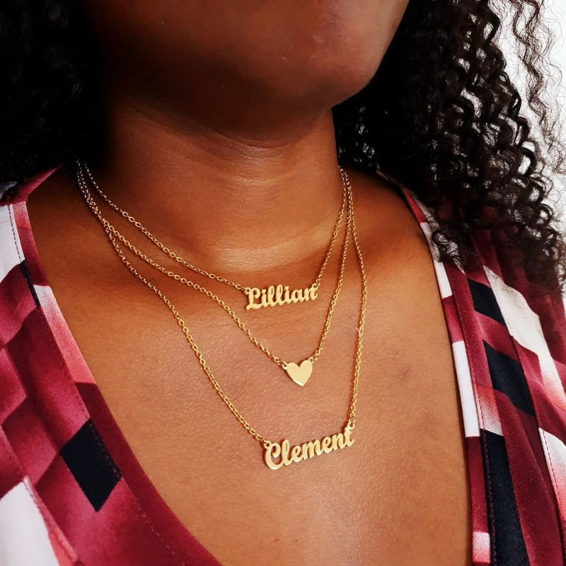 Custom Double Names Necklaces For Women Personalized Stainless Steel Jewelry Pendant Stackable Nameplate Choker  Birthday Gifts