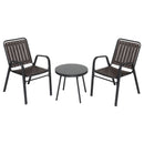 3-Piece Patio Bistro Table Set, Outdoor Furniture Set with 2 Stackable Patio Dining Chairs and Glass Table for Yard Balcony Porc