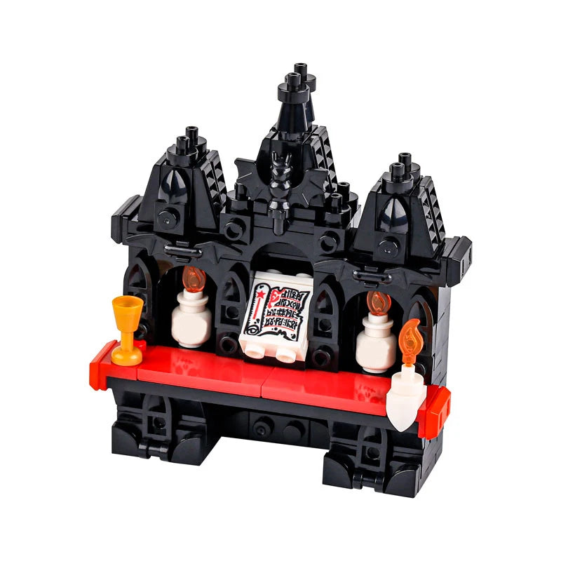 MOC Halloween Skeleton Horde  Building Blocks Dark Castle with Vampire Throne DIY  Medieval Bricks Collection Gift