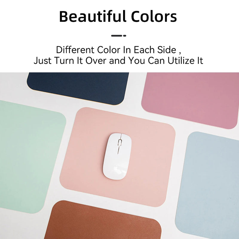 Small Size Office Mouse Pad Colorful Double-side Waterproof Desktop Protector Mat PU Leather Non-slip MousePad For Laptop PC