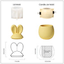 Hoppy Bunny - Eared Easter Egg Candle Jar Silicone Molds for Cement Handmade Storage Box Molds for Concrete Easter Home Decor