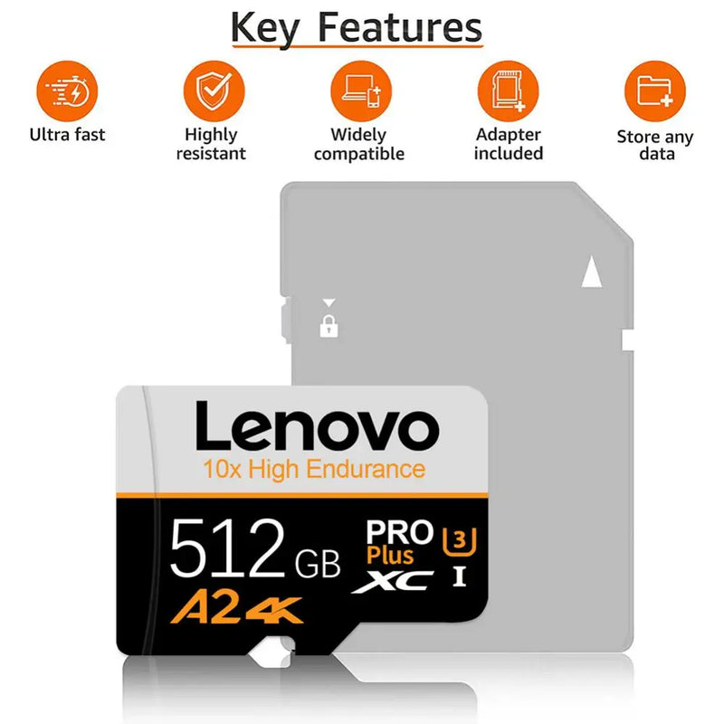 Lenovo 2TB Micro TF SD Card 1TB High Speed Memory Card 512GB 256GB Flash Class 10 SD Card 128GB TF Flash Card For Phone Drone