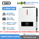 Y&H 3.6KW 4KW Hybrid Solar Inverter 24VDC 110VAC Pure Sine Wave Hybrid Inverter 120A MPPT Solar Controller Run Without Battery