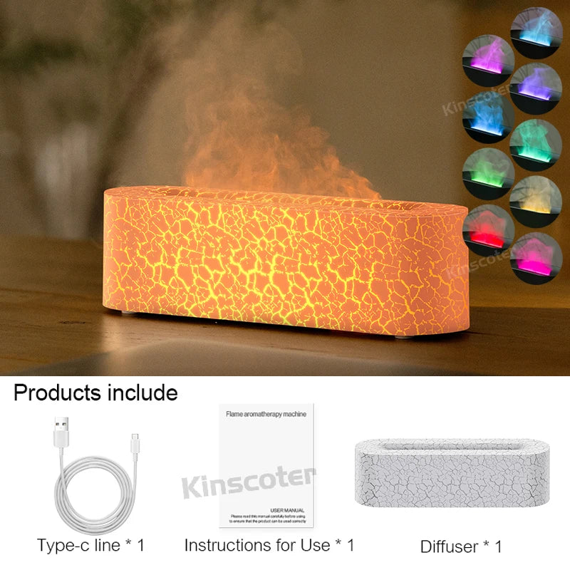 Colorful Flame Aroma Diffuser Humidifier USB Desktop Simulation Lighting Aromatherapy Purifier Air Ultrasonic Cool Mist Diffuser