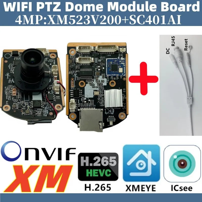 WIFI PTZ Audio 4/3MP IP Camera Module Board M12 Lens IRCut XM530AI+SC401AI Wireless For Speed Dome Icsee XMeye CMS onvif P2P