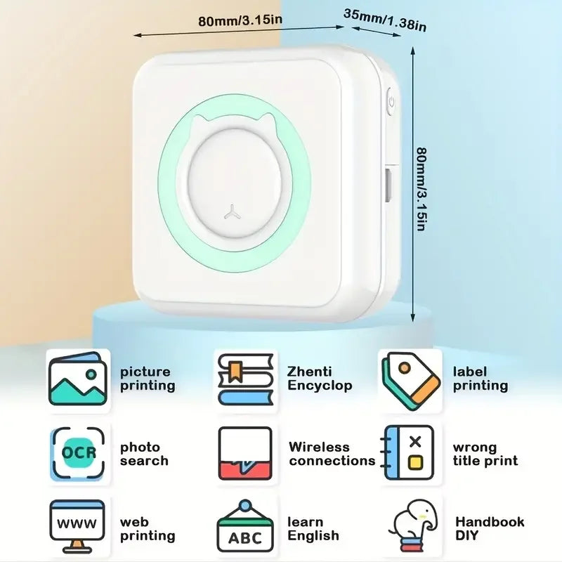 Portable Mini Thermal Printer Wirelessly BT 203dpi Photo Label Memo Wrong Question Printing With USB Cable Imprimante Portable