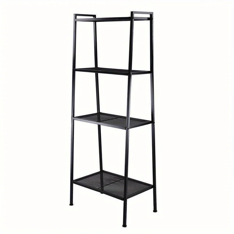 4 Tier Heavy Duty Metal Leaning Ladder Shelf Bookcase Bookshelf Storage Shelves