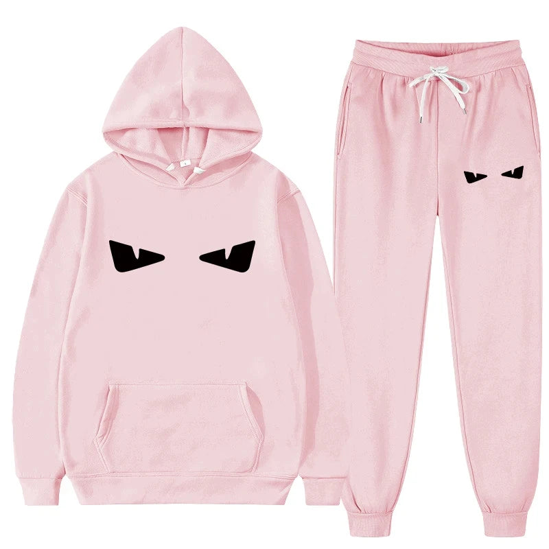 2023 Autumn and Winter Men's All Cotton Fashion Printed Long Sleeve Hoodie+Pants Two Piece Casual Fitness Street Sportswear