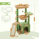 Cat Tree for Indoor Cats, Small Cat Tower with Large Cat Condo, Cat Scratching Posts, Cozy Cat Hammock and Cat Scratching Ladder
