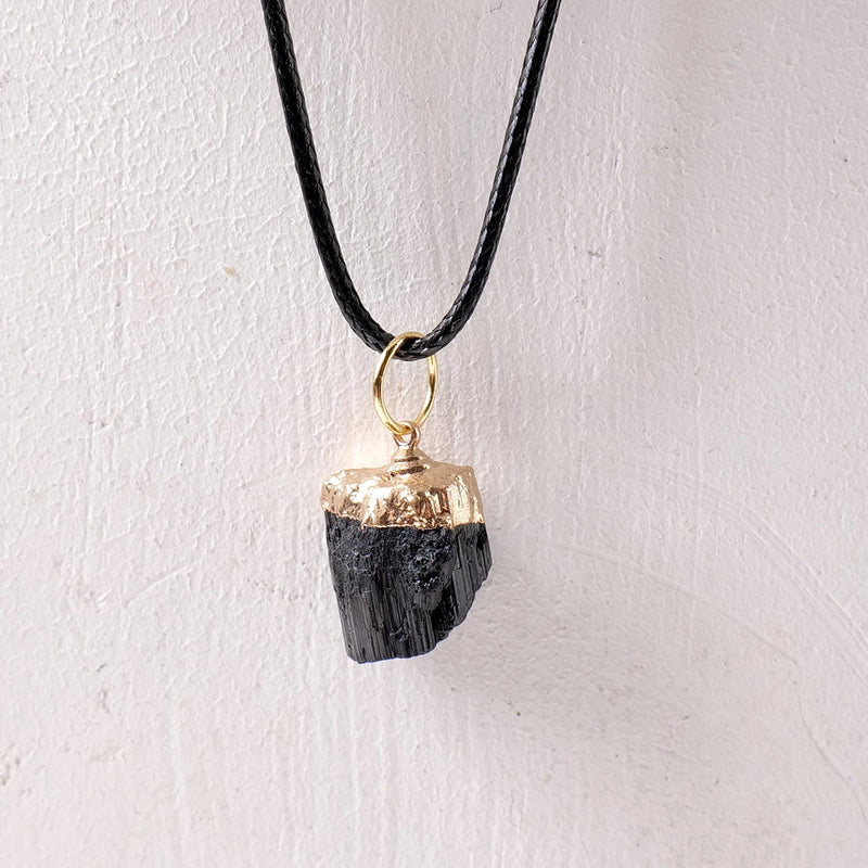 1pc Natural Crystal Raw Stone Black Tourmaline Pendant Aura Edging Stone Pillar Necklace Accessory Pendant