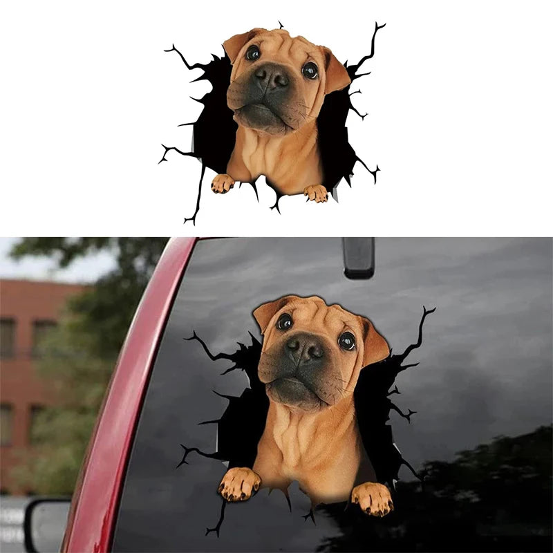 Funny 3d Auto Car Window Sticker Pig Dog Horse Cow Broken Window Electrostatic Stickers Glass Decal Bathroom Wall Art Decor