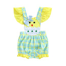 Easter Bunny Jumpsuit with Floral Embroidery and Ruffle Trim for Infant Girls and Boys - Adorable Spring Romper for Babies