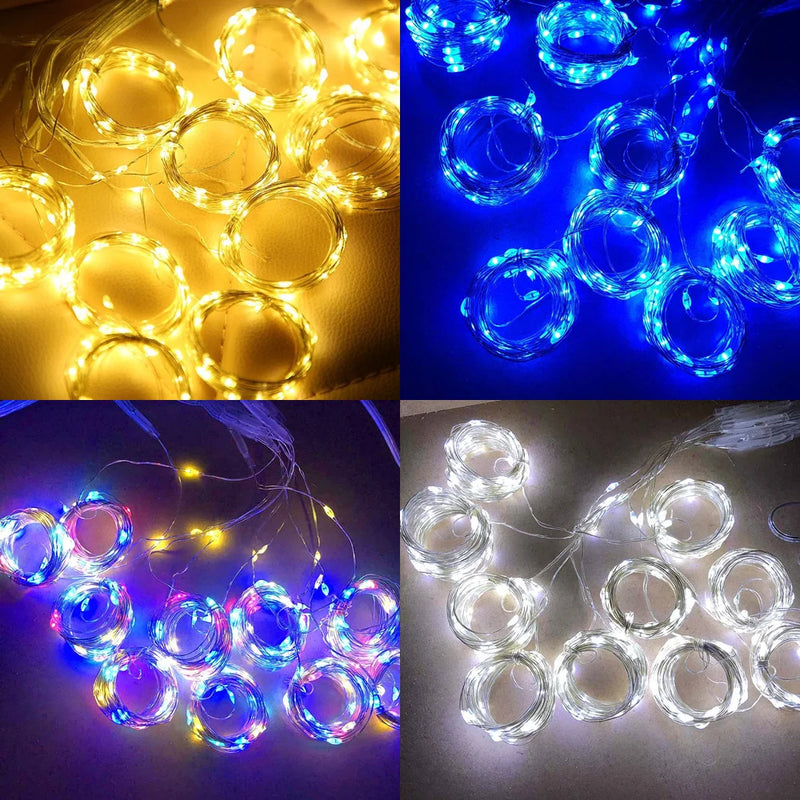 USB LED Curtain String Light Christmas Window Decor Wire Fairy Light 8 Modes Remote Control For Wedding Holiday Party Lighting