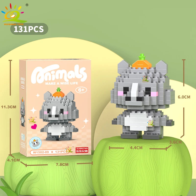 HUIQIBAO Mini Cute Anima Micro Building Blocks 3D Diamond Model LION Bricks DIY City Construction Toys for Children Kids Gift