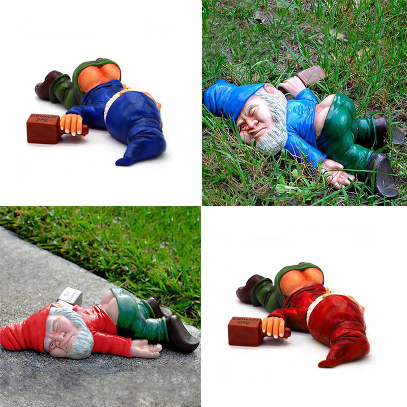 Christmas Garden Dwarf Gnomes Statues Outdoor Decor Drunk Gnome Resin Sculpture Decorations for Patio and Yard Lawn Porch Decor