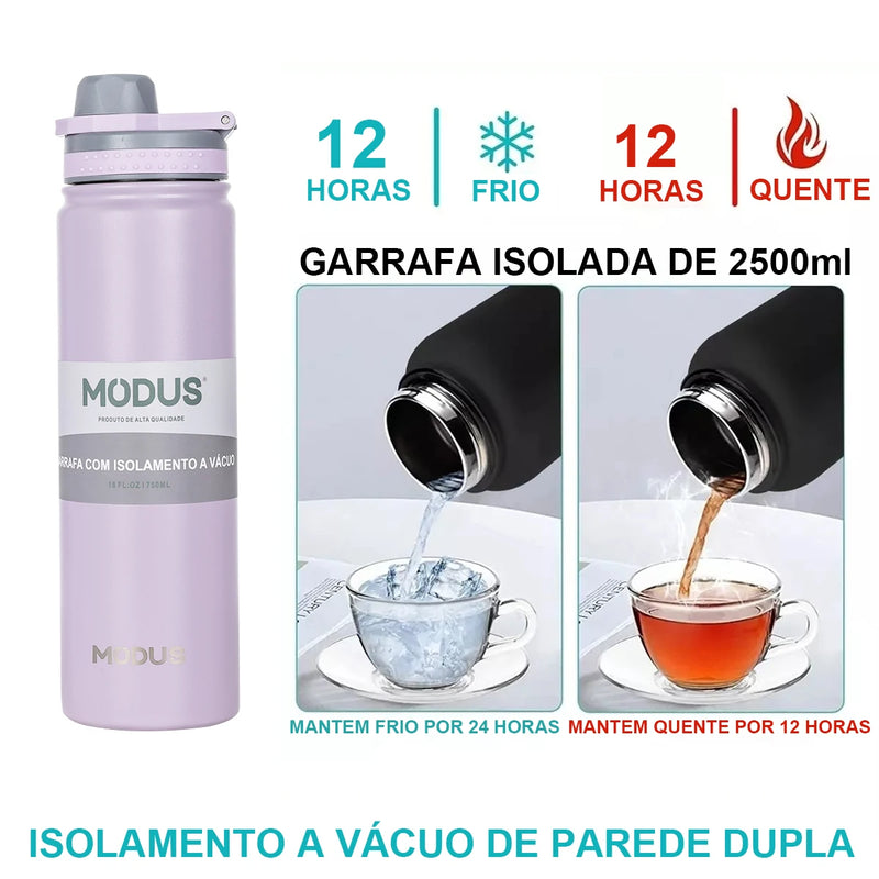 MODUS Water Bottle with Flip Lid, Stainless Steel, Double Wall Vacuum Water Cup for Outdoor Sports, 750ml