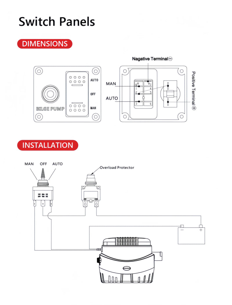 12V&24V  3-WAY  SWITCH PANEL FOR BILGE PUMP  Bilge Pump Control Switch Marine Panel Switch Automatic Pump