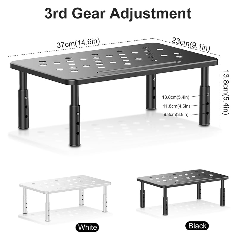 Monitor Stand Desktop Monitor Stand Riser 3 Height Adjustable Monitor Riser with Airflow Vents Laptop Stand Home Office Storage