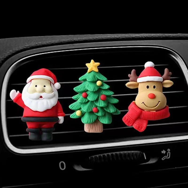 Christmas Car Air Freshener Clip Christmas Tree Santa Air Car Perfume Clip Air Vent Clip Auto Christmas Decoration Car Accessory