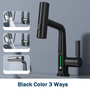 Digital Display Bathroom Basin Faucet Pull Out 3 Ways Nozzle Rainfall Stream Sprayer Crane Lifting Hot Cold Water Mixer Tap