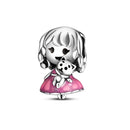 Silver Plated Boy Girl Couple Lovers Beads Charms Zirconium Dangle Fit Original Pandora Bracelet Necklace Jewelry Women